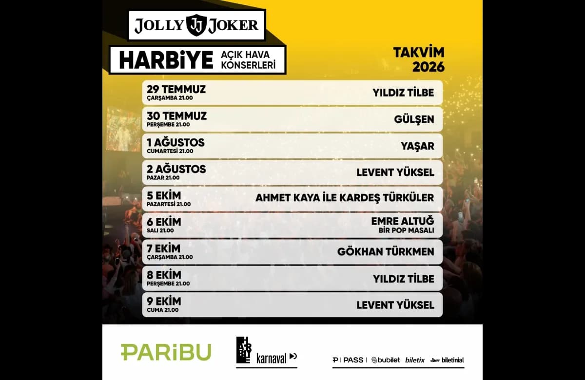A parade of stars in Harbiye! Jolly Joker Harbiye Open Air Concerts are starting with the sponsorship of Paribu!