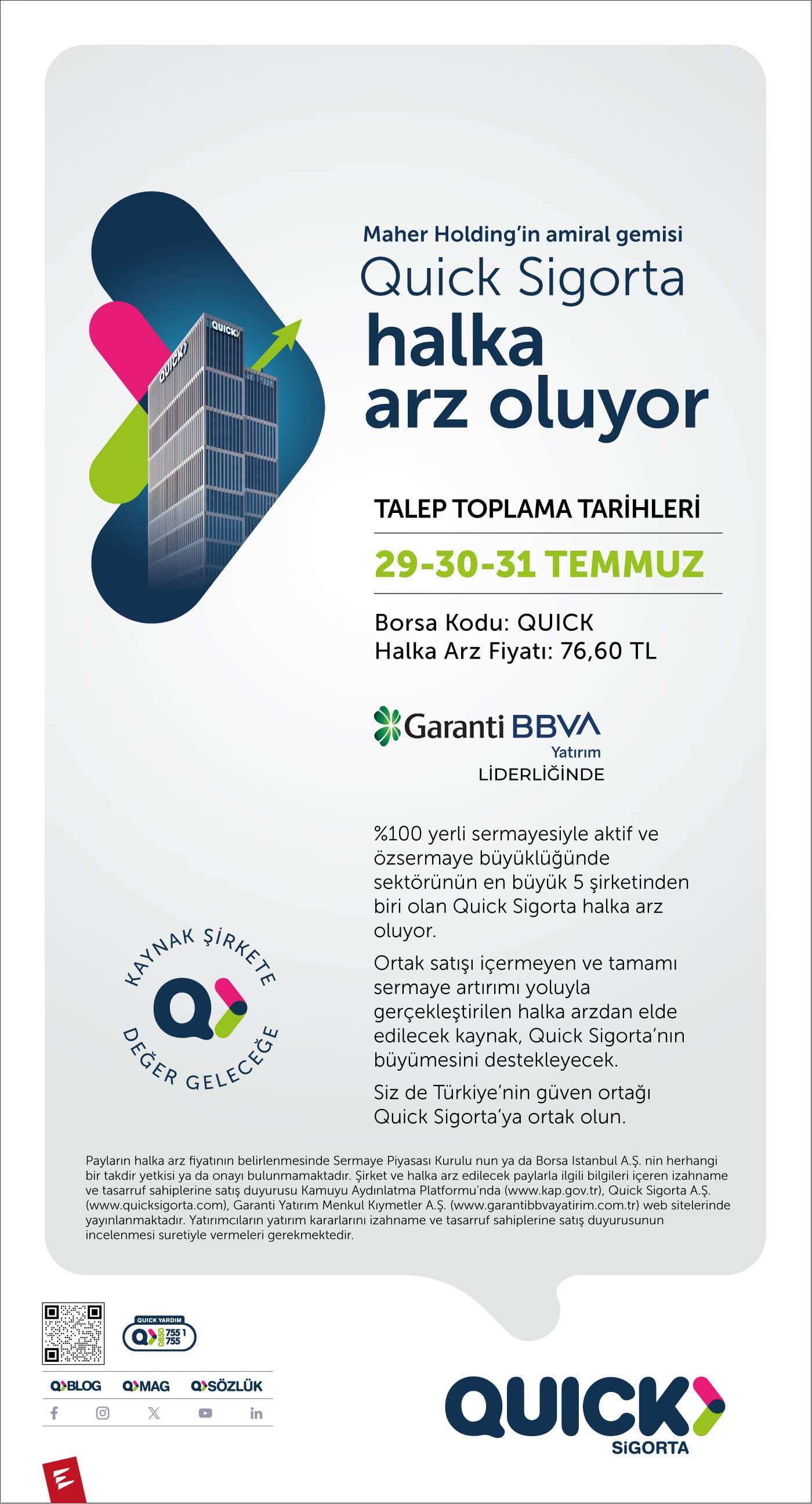 Quick Sigorta'nın halka arzında talep toplama başladı - 3