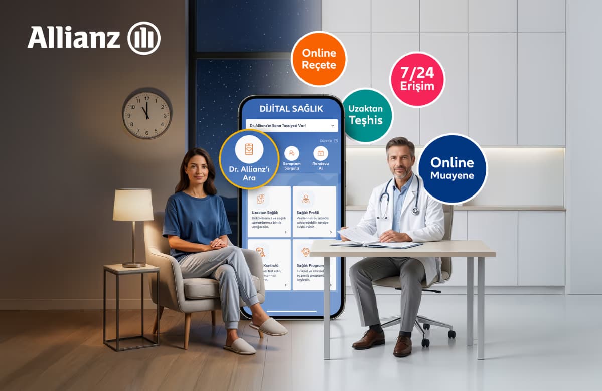 Allianz Türkiye’nin Dr. Allianz çözümü sayesinde  7/24 uzaktan muayene, online teşhis ve e-reçete bir arada!
