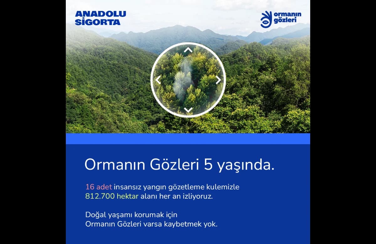 Das Eyes of the Forest-Projekt von Anadolu Sigorta wird im fünften Jahr eine Fläche von 1,2 Millionen Hektar schützen