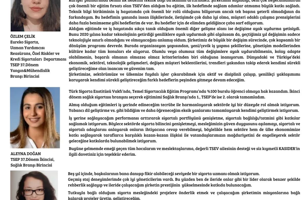 KASIDER’den TSEP 37. Dönem’inde derece alan gençlere destek