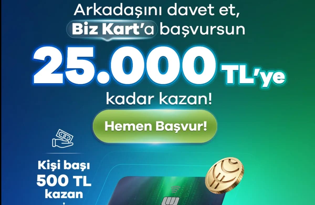 Ventaja de recompensa en efectivo de hasta 25 000 TL con tarjeta Biz de Hayat Finans