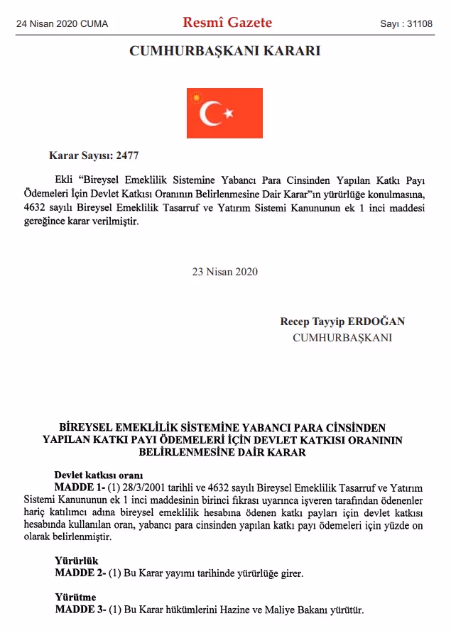 Dövizli BES için katkı payı belirlendi
