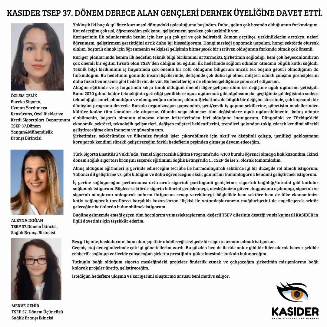 KASIDER’den TSEP 37. Dönem’inde derece alan gençlere destek