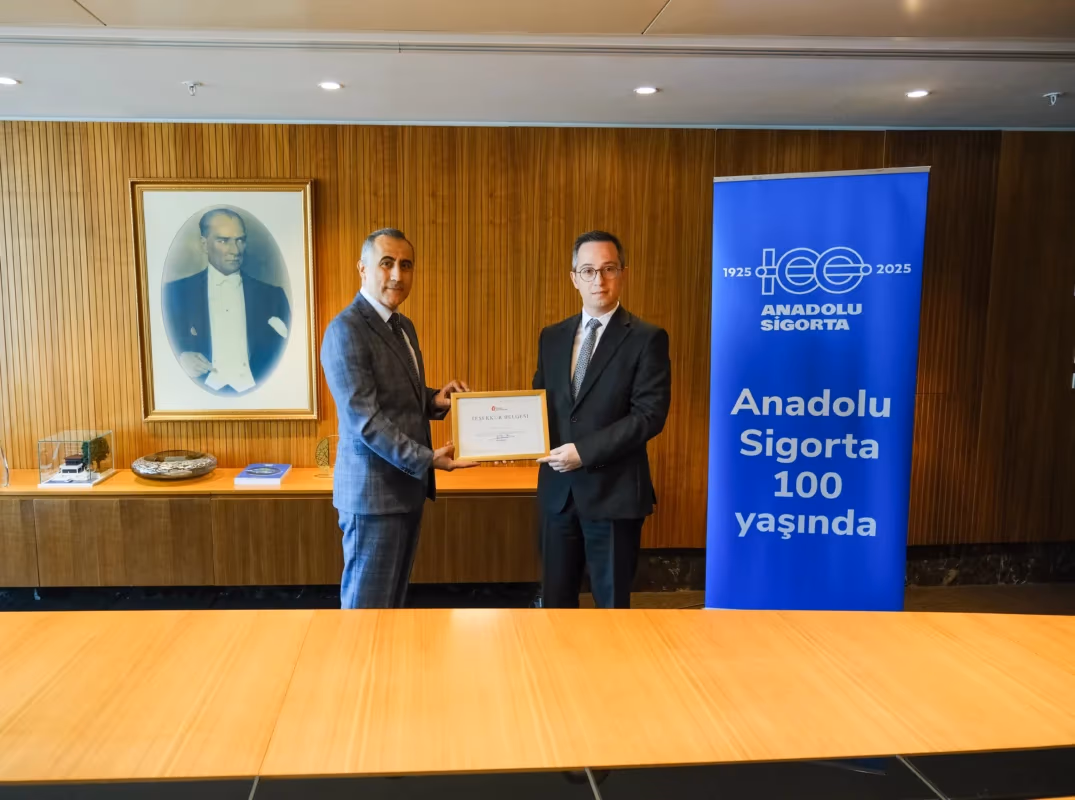 Anadolu Sigorta’ya İstanbul Defterdarlığı’ndan teşekkür belgesi