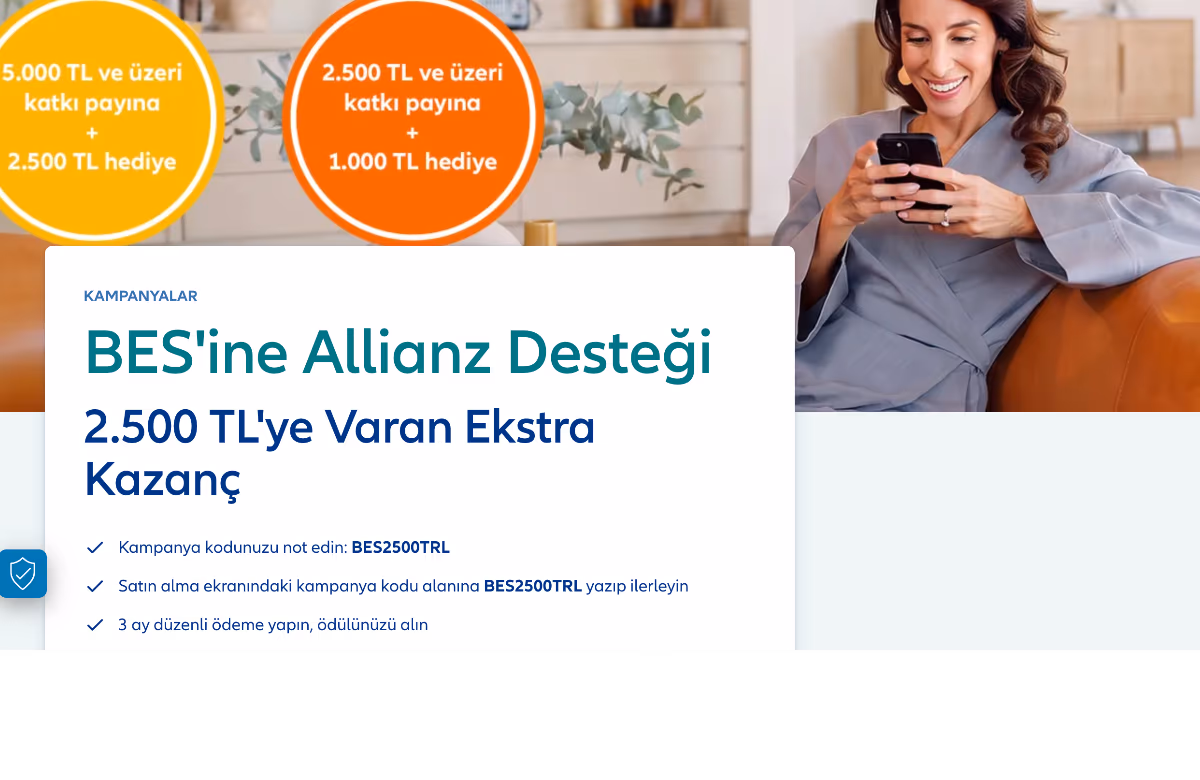 Allianz’dan BES ile geleceğine bugünden yatırım yapanlara 2.500 TL’ye varan ek katkı