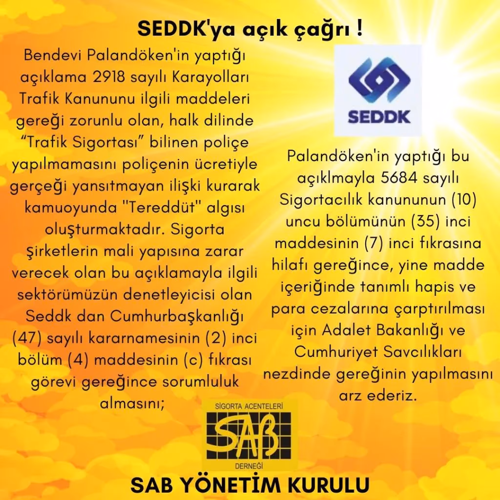SAB’dan SEDDK’ya açık çağrı